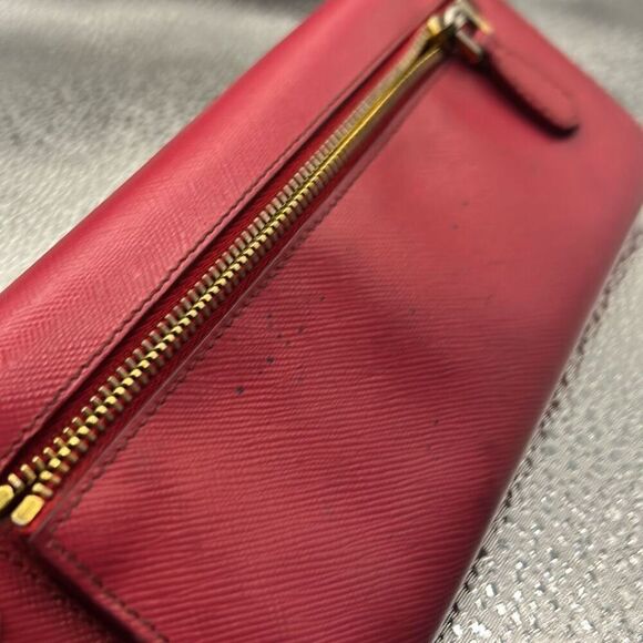 Prada Bow Front Logo Continental Long Wallet Hot Pink Leather Preppy Barbiecore - Picture 12 of 13